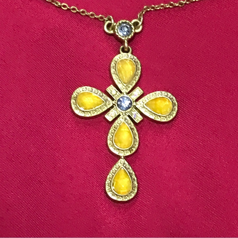 Avon Gold Yellowish Cross Necklace